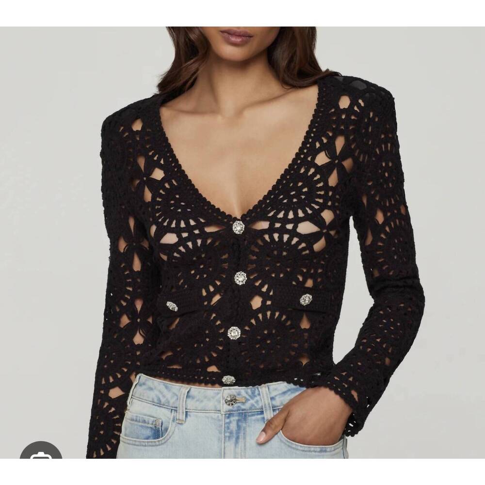 NEW GENERATION LOVE melody crochet cardigan in black